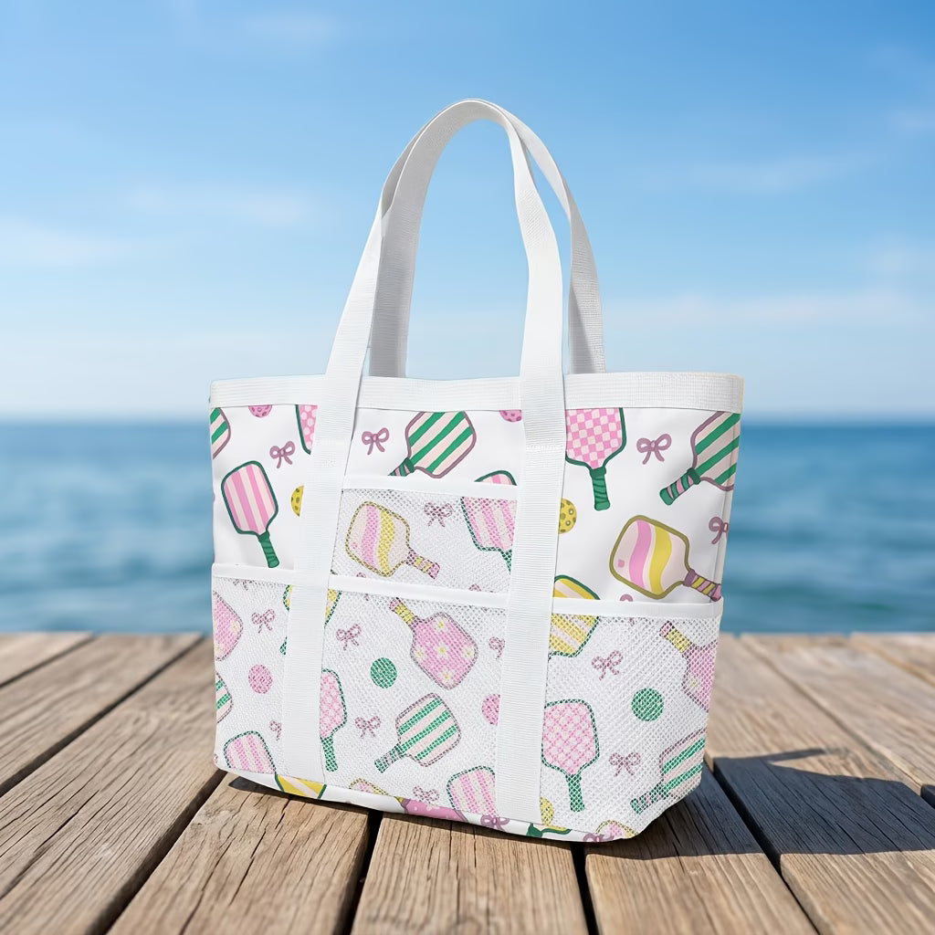 Pink & Green Pickleball Beach Tote