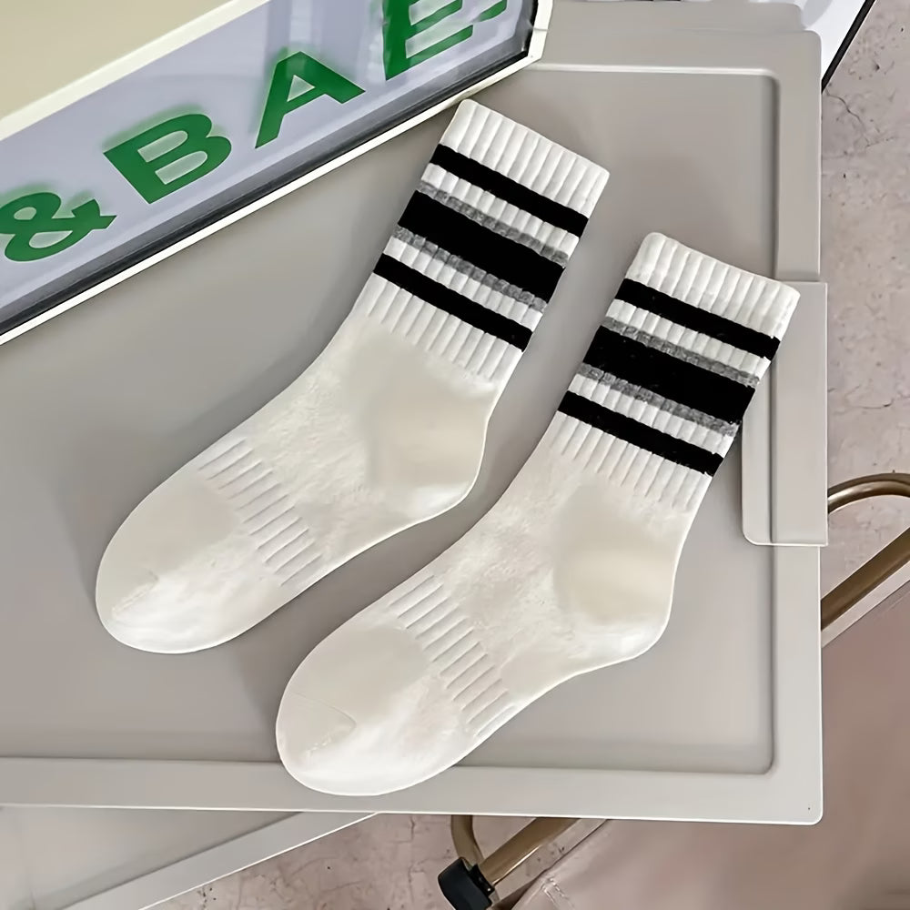 Lace Trim Striped Socks – 5 Pairs