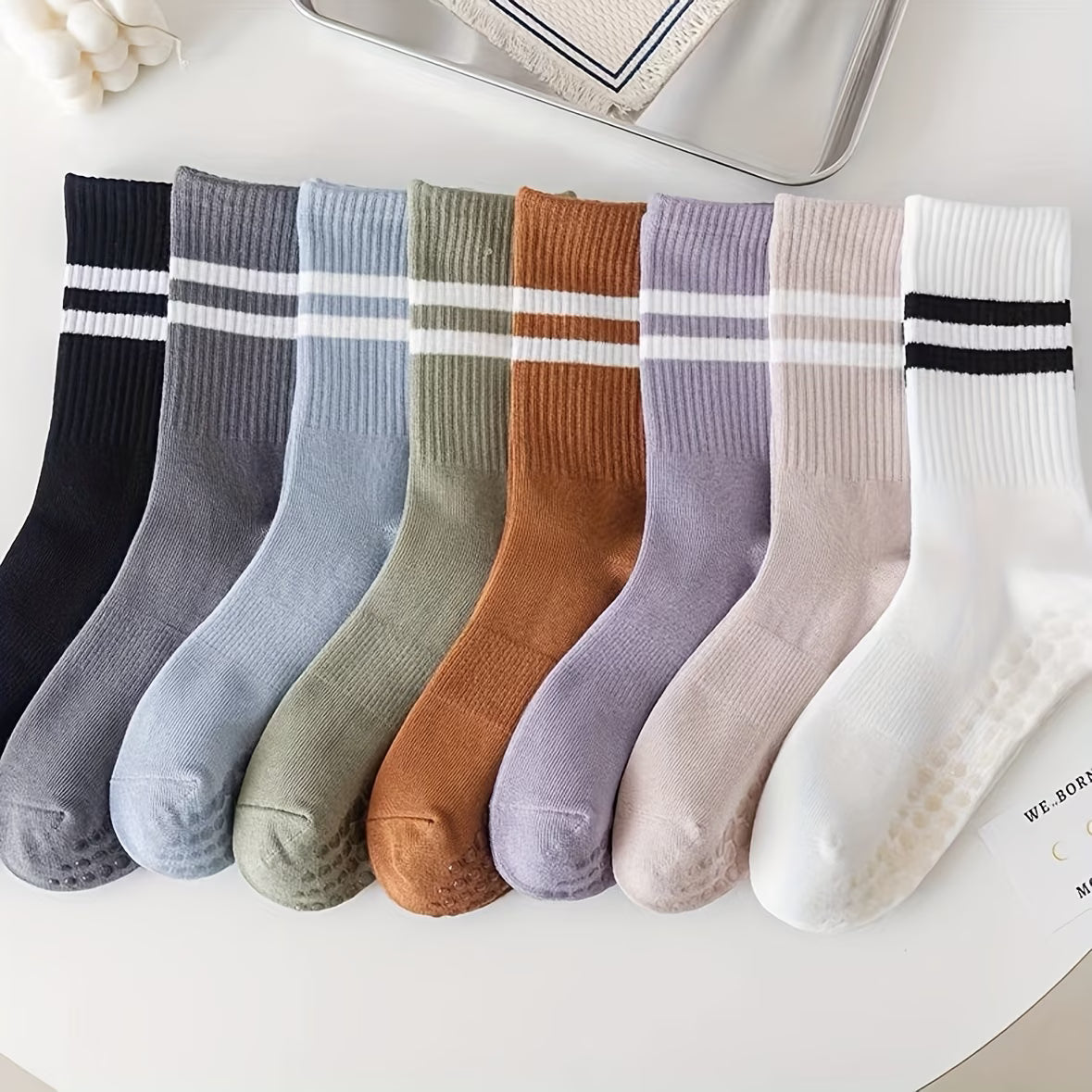 GripFit Pilates Crew Socks – 5 Pairs