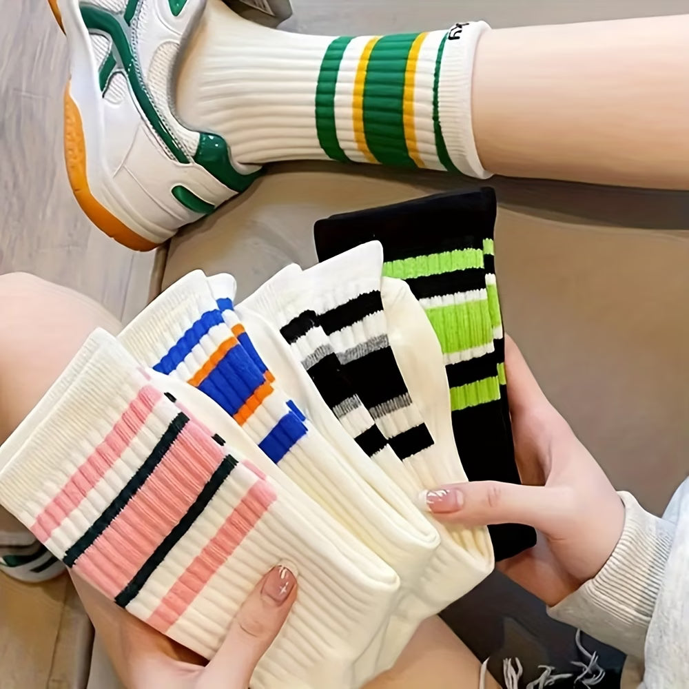 Lace Trim Striped Socks – 5 Pairs