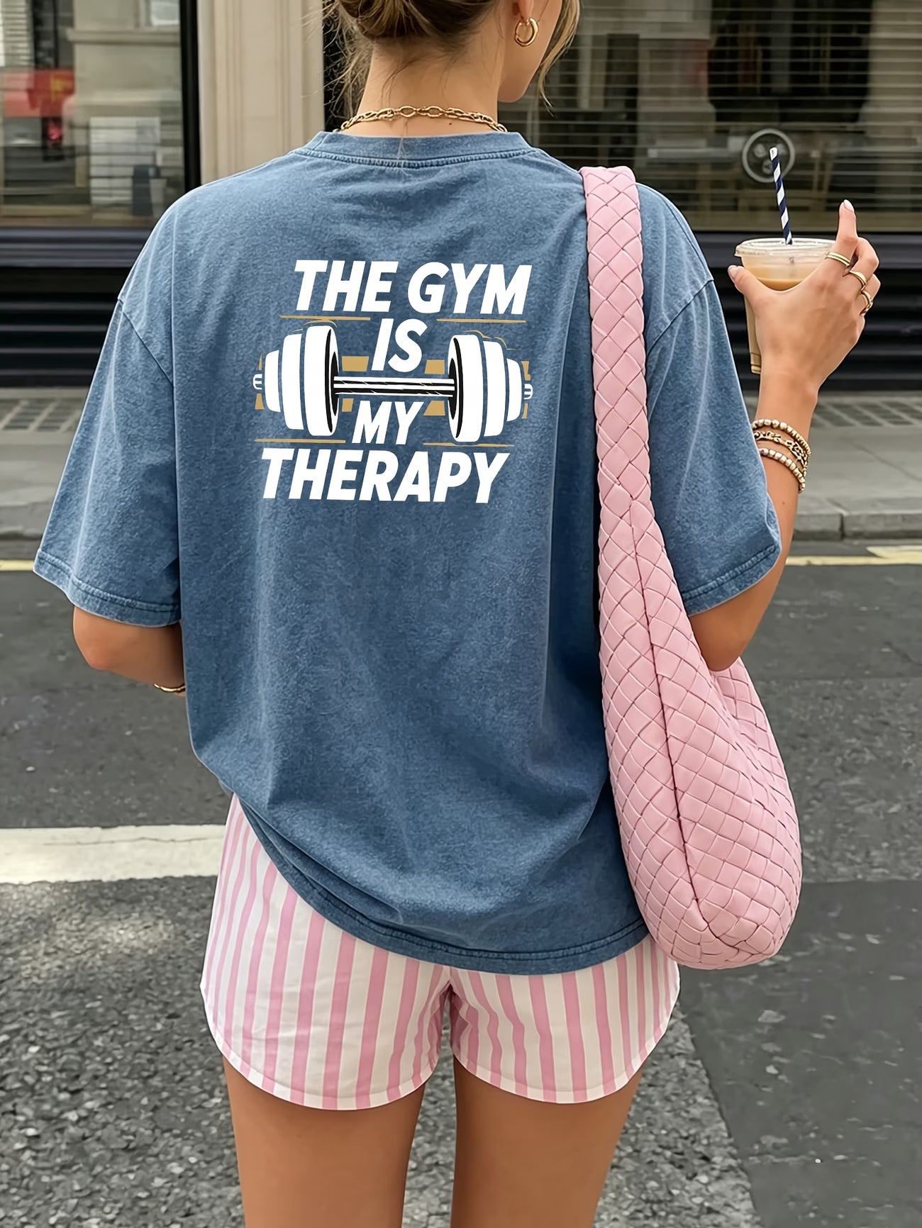 Vintage Dumbbell Graphic Workout Tee