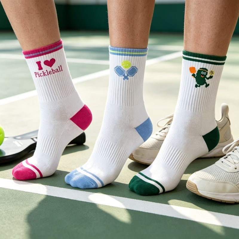 Pickleball ColorBlock Crew Socks – 3 Pairs