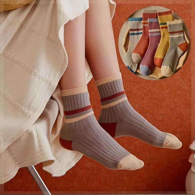 Multicolor Over-the-Knee Socks – 5 Pairs