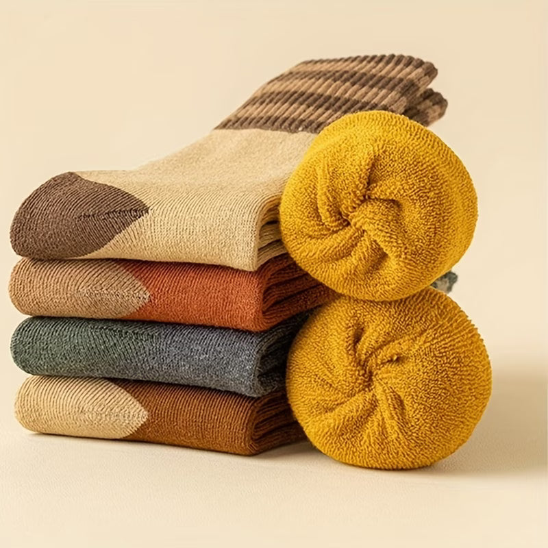 Retro Striped Thermal Socks – 5 Pairs