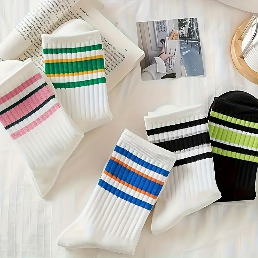 Lace Trim Striped Socks – 5 Pairs
