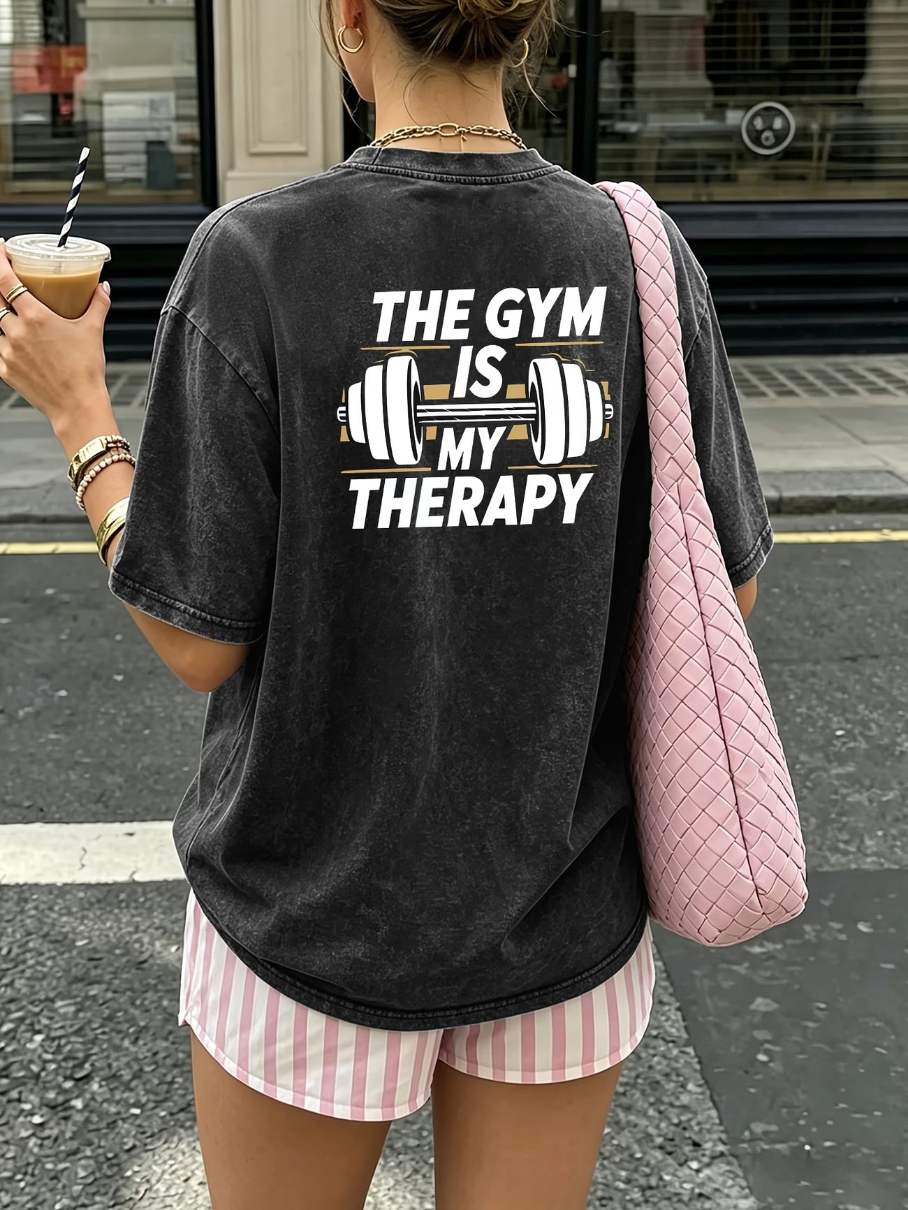 Vintage Dumbbell Graphic Workout Tee