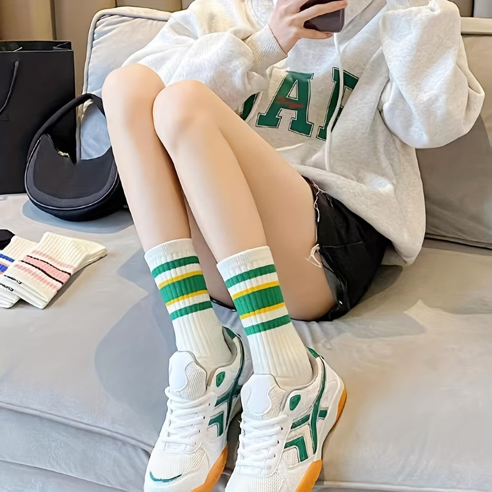 Lace Trim Striped Socks – 5 Pairs