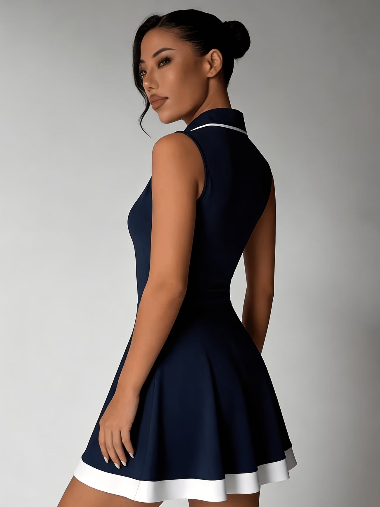 ColorBlock V-Neck Court Dress Set
