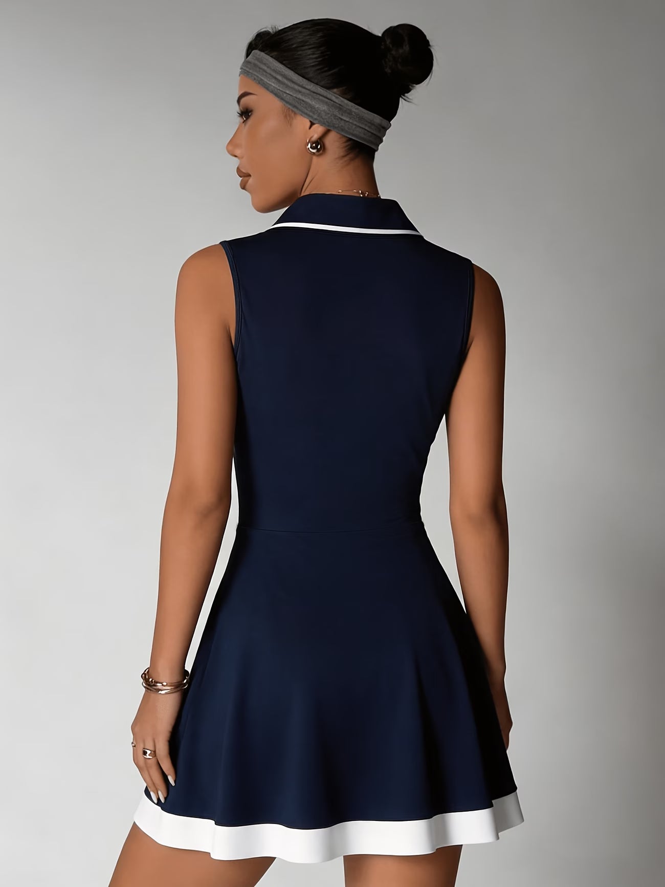 ColorBlock V-Neck Court Dress Set