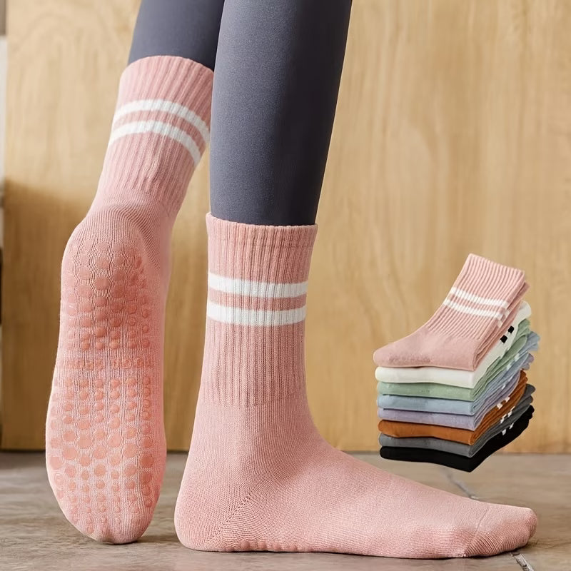 GripFit Pilates Crew Socks – 5 Pairs