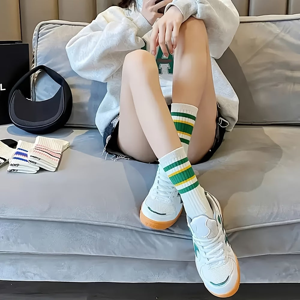 Lace Trim Striped Socks – 5 Pairs