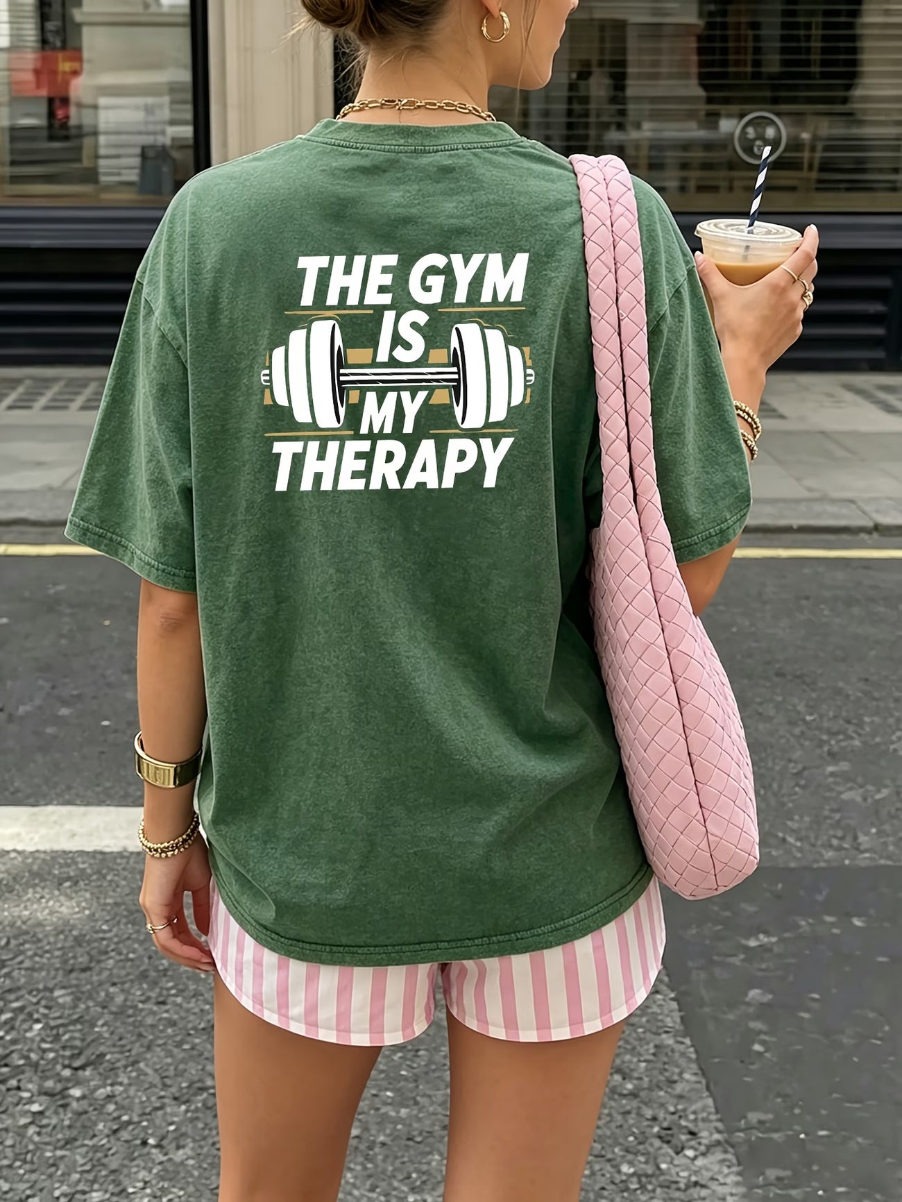 Vintage Dumbbell Graphic Workout Tee